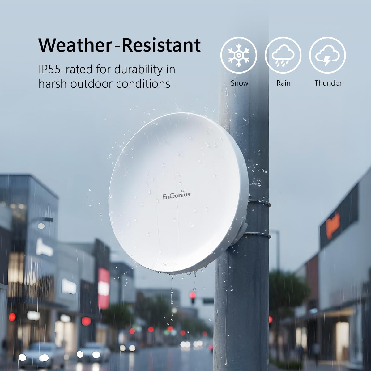 EnGenius EnStation6 Wi-Fi 6 Bridge 5GHz 1200 Mbps 2x2 MIMO 19 dBi Antenna 26 dBm IP55 Point-to-Point 18 km Porta Gigabit Resistente alle Intemperie