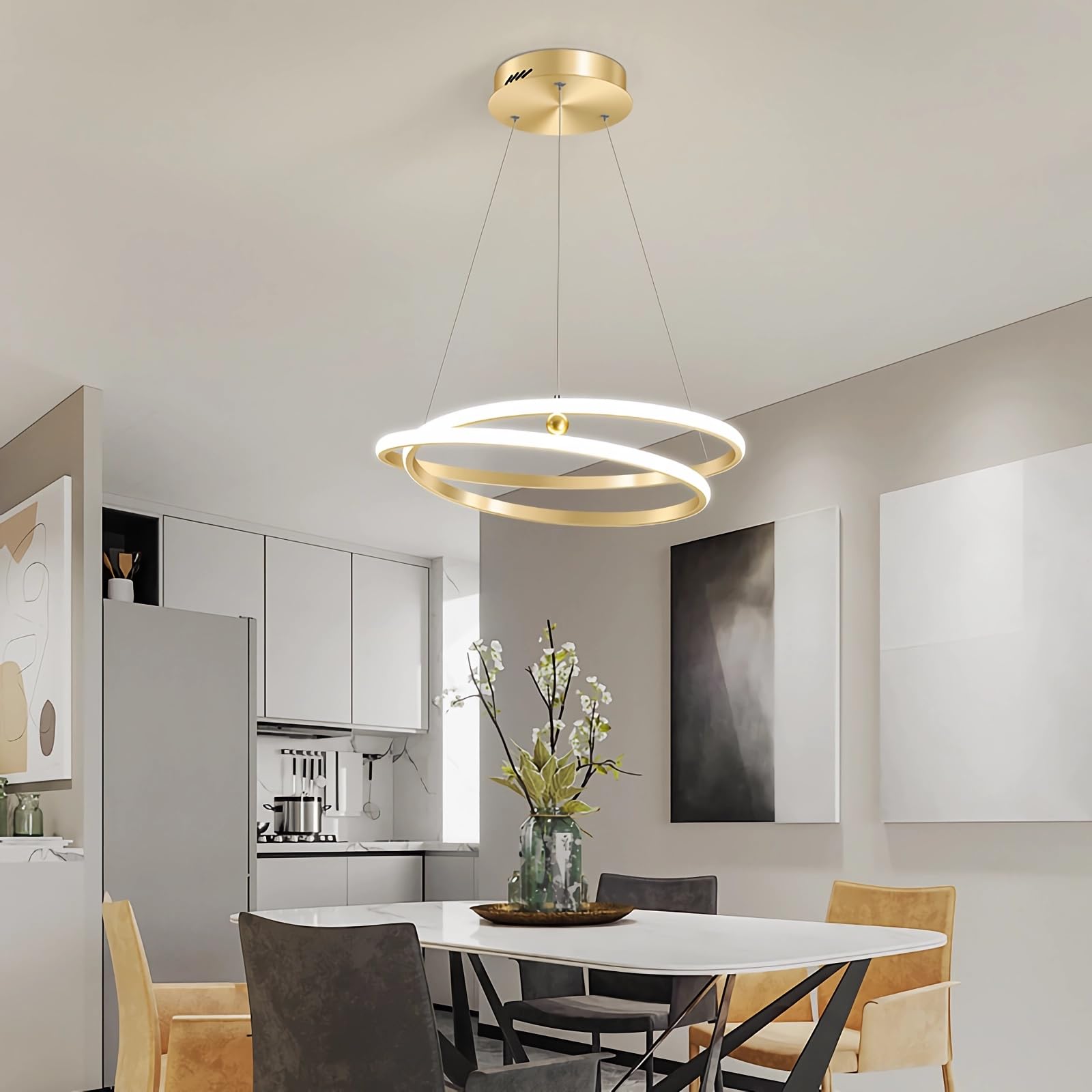 Suspension LED doré MOCHAMIK circulaire 42cm à intensité variable - 8