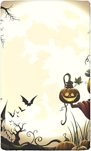 Miniatura 7 de Sábana bajera ajustable para cuna de Halloween, patrón de espantapájaros de calabaza, sábana bajera estándar para cuna, suave y elástica, sábana