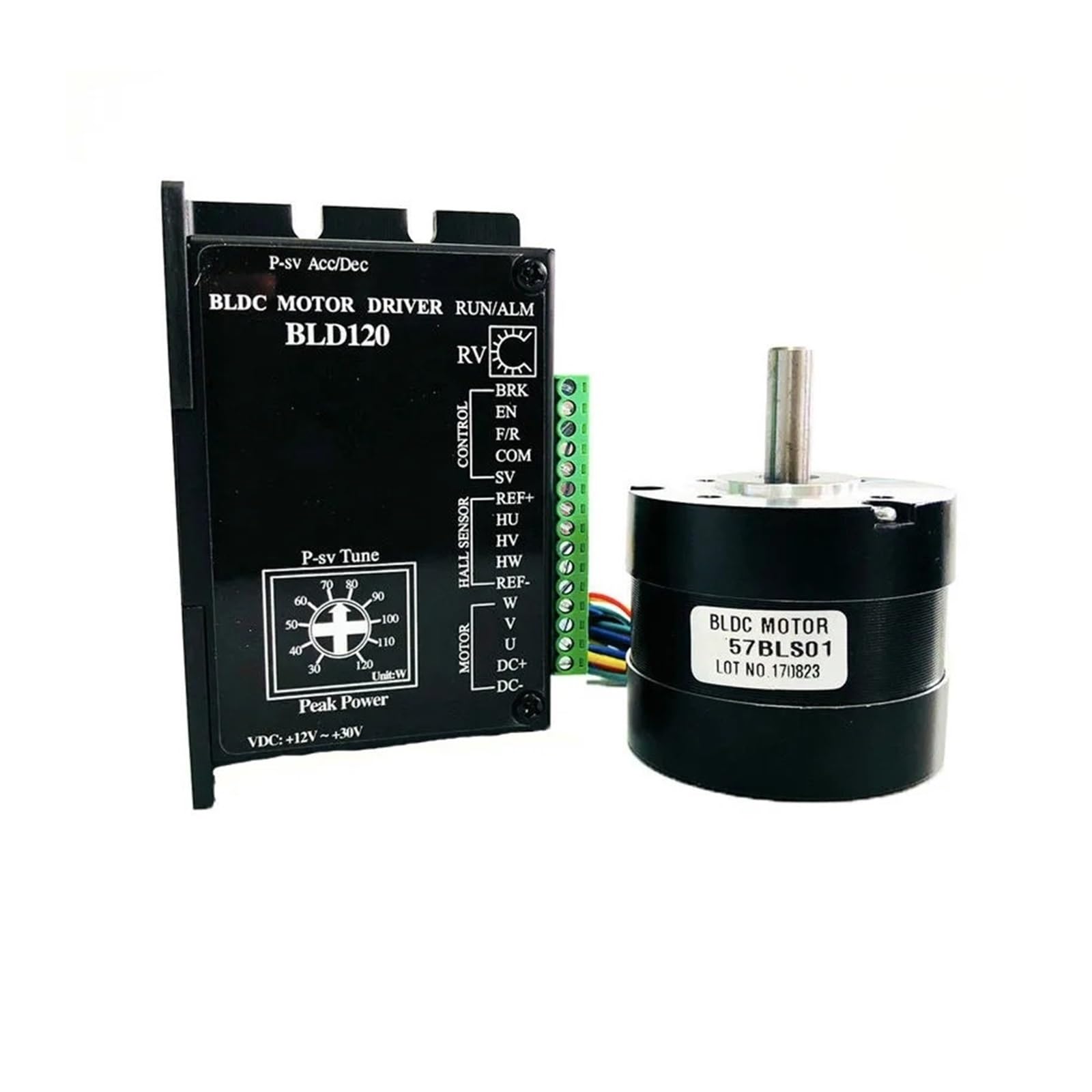 Motor de CC sin escobillas 57BLS01 DC36V 4000 RPM 46 W 0,11 NM 2 A con retroalimentación Hall, Controlador trifásico BLD-120A(Only Square Motor)