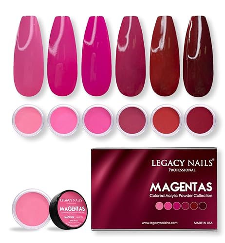 Legacy Nails Professional Collection - Kit de polvo acrílico de 6 colores para manicura, bricolaje para extensiones de uñas acrílicas (colección