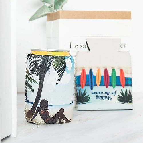 Miniatura 5 de HaiMay 10 fundas para latas de cerveza, enfriadores de latas de cerveza, fundas de neopreno para latas y botellas, estilos de verano