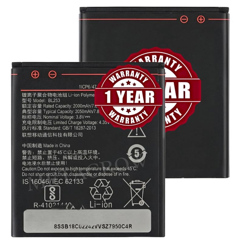 Image of Original BL253 Battery Compatible with Lenovo A1000 | A2010 - (2000mAh) - 1 Year Warranty BC45
