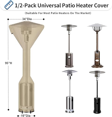 Miniatura 18 de OutdoorLines Fundas impermeables para calentador de patio al aire libre con cremallera y bolsa de almacenamiento, a prueba de polvo, resistente a