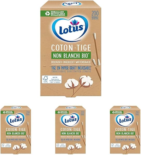 Lotus Cotons-Tiges En Papier Et Coton Non-Blanchi Bio - Boîte 200 Bâtonnets - 2