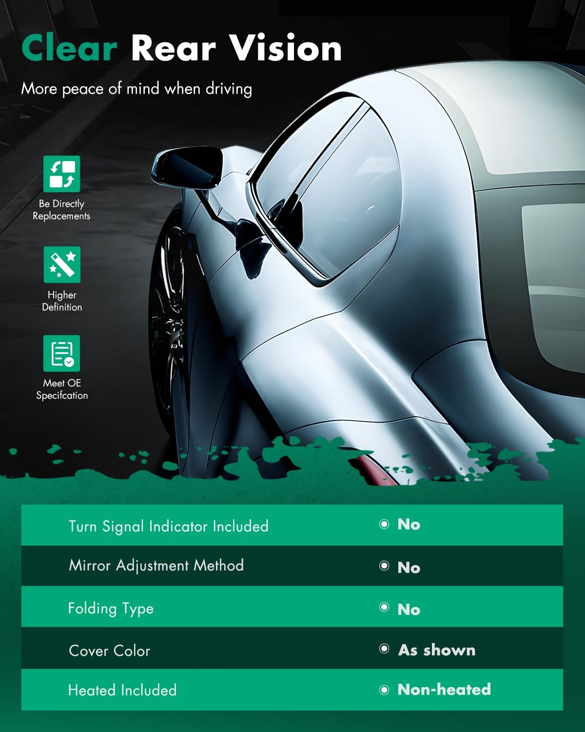 SCITOO Driver Side View Mirror Triangle Trim Compatible with For Chrysler Town & Country 2008-2016 & For Dodge Grand Caravan 2008-2020 Black Left Outside Exterior Mirror Triangle Trim