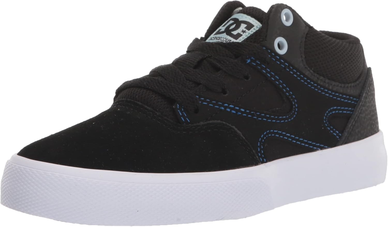 DC Boy's Kalis Vulc Mid Low Shoe Skate, Black/Blue, 10.5 Big Kid