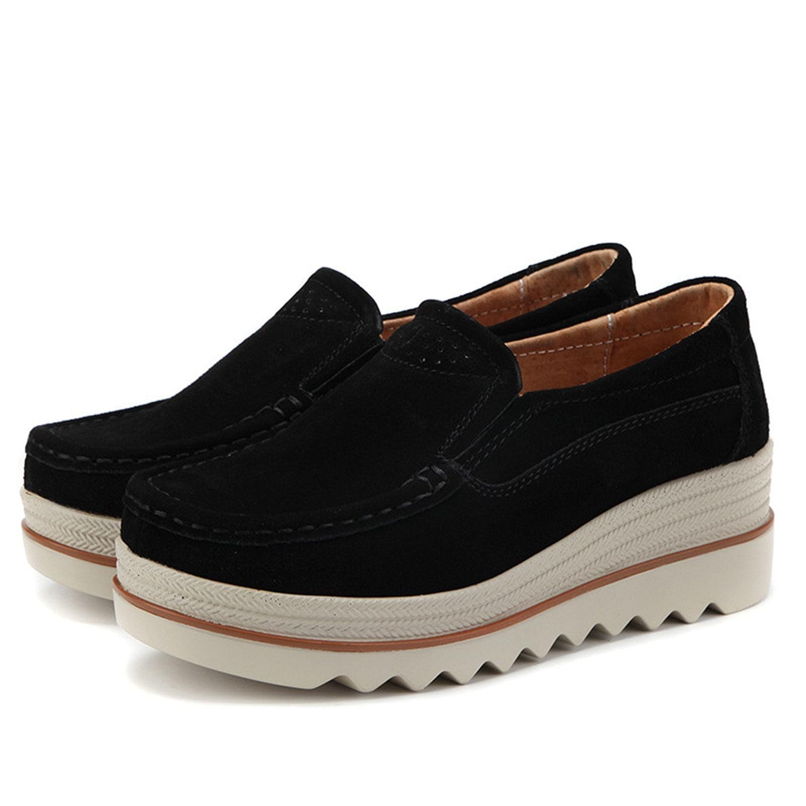 Mocasines de mujer con plataforma: mocasines cómodos y suaves mocasín de cuero mocasín mocasines ligeros transpirables, elegantes zapatos de negocios para deslizarse dentro zapatos ortopédicos para el