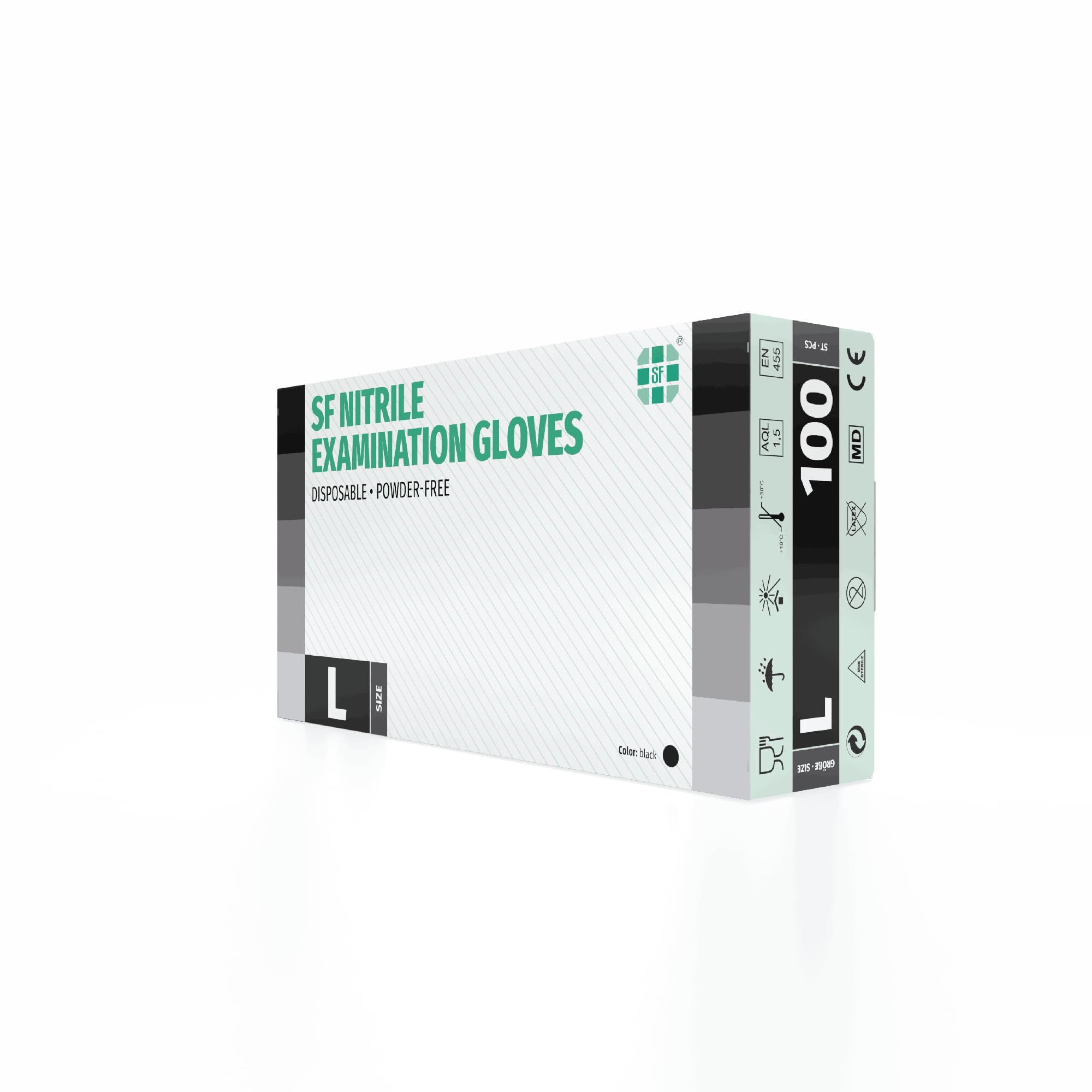 SF Guanti Nitrile L Neri – 1000 Guanti Monouso Resistenti e Professionali (10×100), Senza Lattice e Senza Polvere
