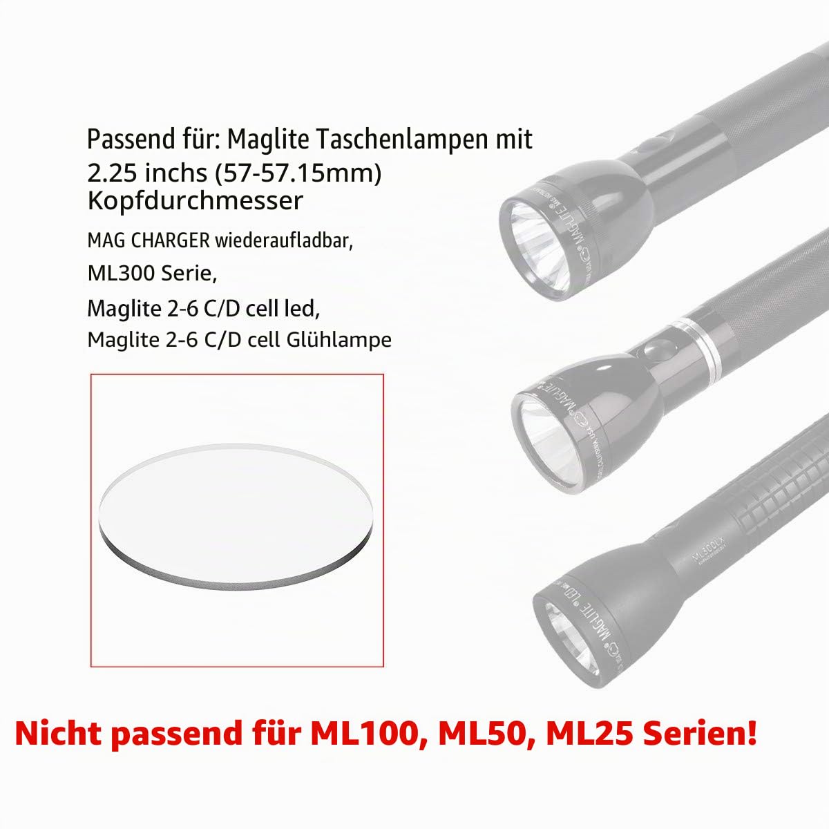 Weltool Maglite Taschenlampe Glas-Objektiv Aktualisierung für C/D Cell Maglite Taschenlampen – Linse aus Sekuritglas bruchsicher und Klar (2pcs)