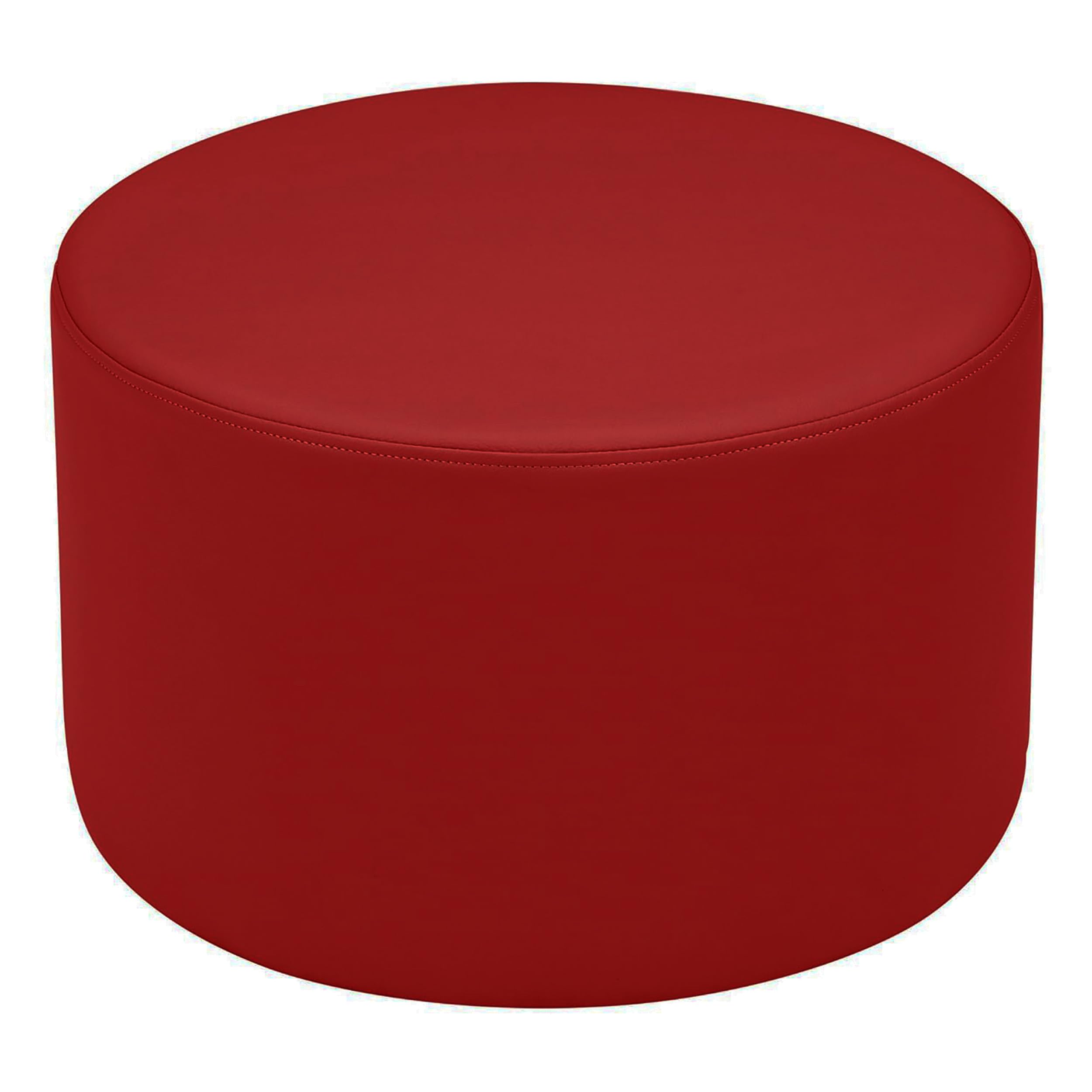 FDP Pro Series 18" Round Accent Ottoman (12" Height); Hand Upholstered Commercial Furniture for Hotel Lobby, Office, Restaurant and More; Seating, Footstool, Table Use - Crimson