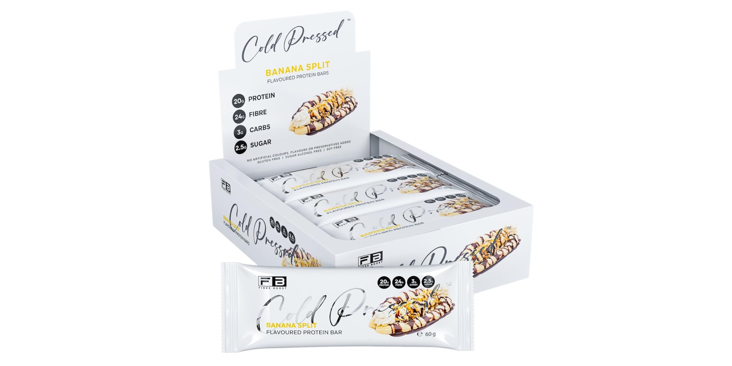 Fibre Boost Cold Pressed Banana Split flavoured Protein Bar