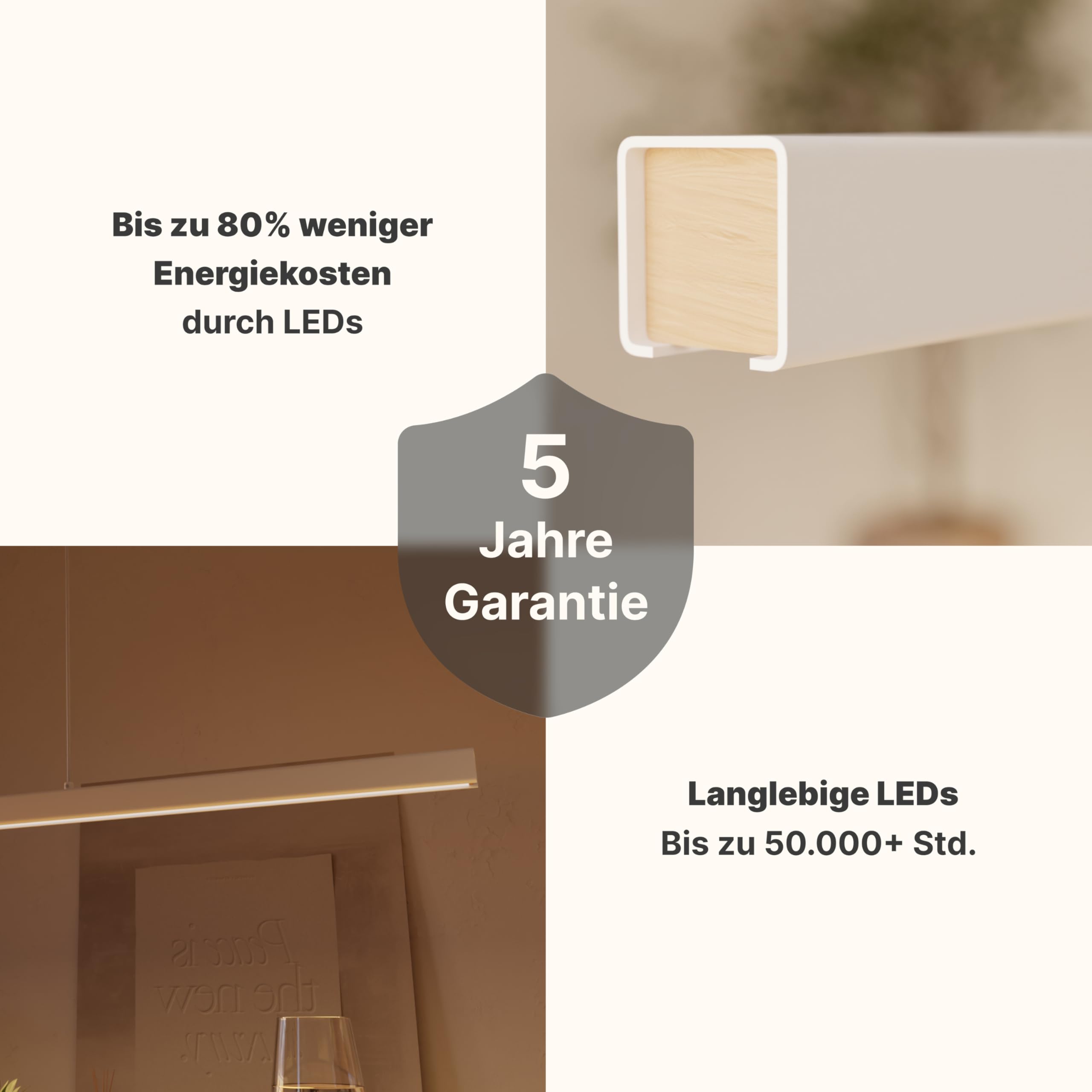 Dimmbare Pendelleuchte 'Calimera', LED Deckenleuchte, moderne Hängelampe Esstisch Wohnzimmer Smart Home Alexa Google Home Tuya Weiß 150cm