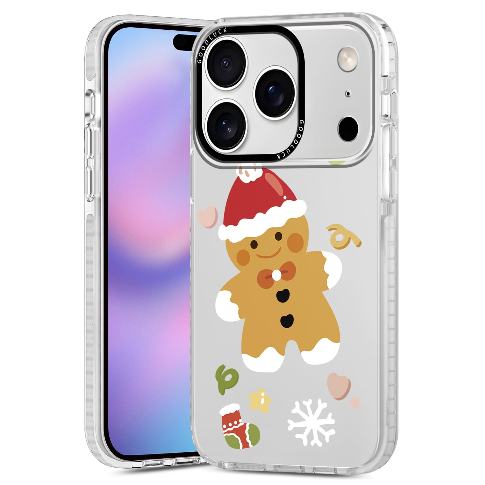 CAROKI Custodia IPhone 15 Pro Natalizia Con Omino Di Pan Di Zenzero - Cover Morbida In TPU Trasparente, Antiurto, Regalo Per Ragazzi E Ragazze