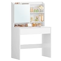 VASAGLE Toeletta con Specchio, Tavolo da Trucco con Armadietto Specchiera e Cassetto