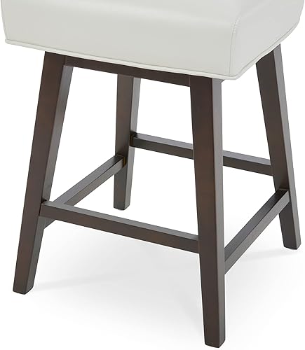 Miniatura 9 de CHITA Moderno taburete giratorio de 26 pulgadas de altura de mostrador, taburete giratorio tapizado de piel sintética, color blanco Blanco,Negro