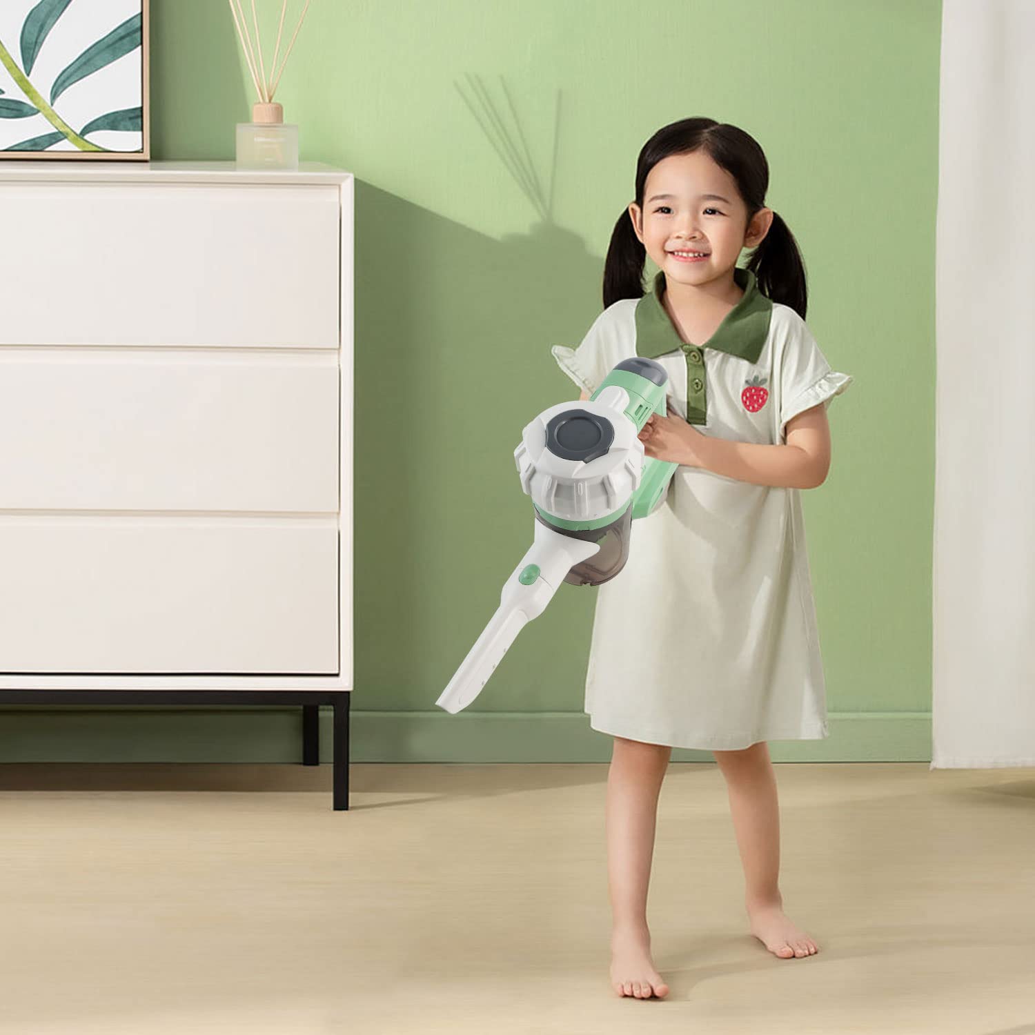 Aspirateur Enfant Fonctionnel 3-en-1, Aspirateur Jouet Enfant avec Aspiration Réelle, Jouet Éducatif pour Un Jeu Réaliste dès 3 Ans