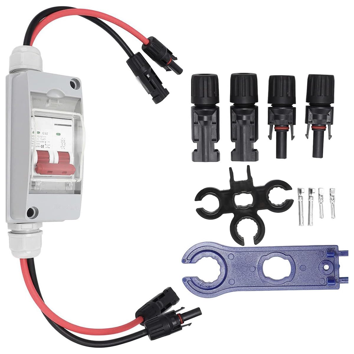 Sarini Scatola combinatrice fotovoltaica Isolatore CC Interruttore automatico 500 V 32 A - Scatola di giunzione per sistema di pannelli solari impermeabili per esterni