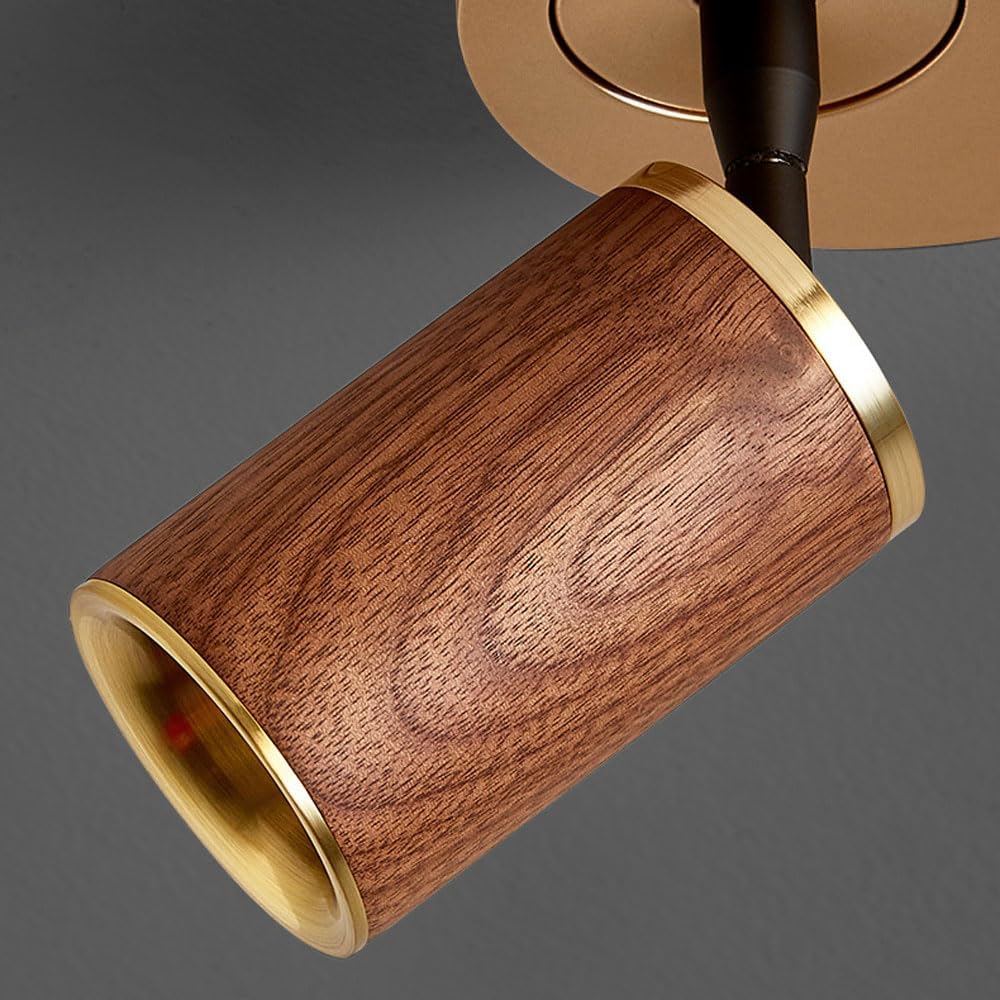 Flush Mount LED Ceiling Spotlight 5W/8W Adjustable Spotlight Directional Spot Lights Retro Wood Grain Indoor Bright Fixture for Living Room - CRI97 Flicker Free 2 Pack