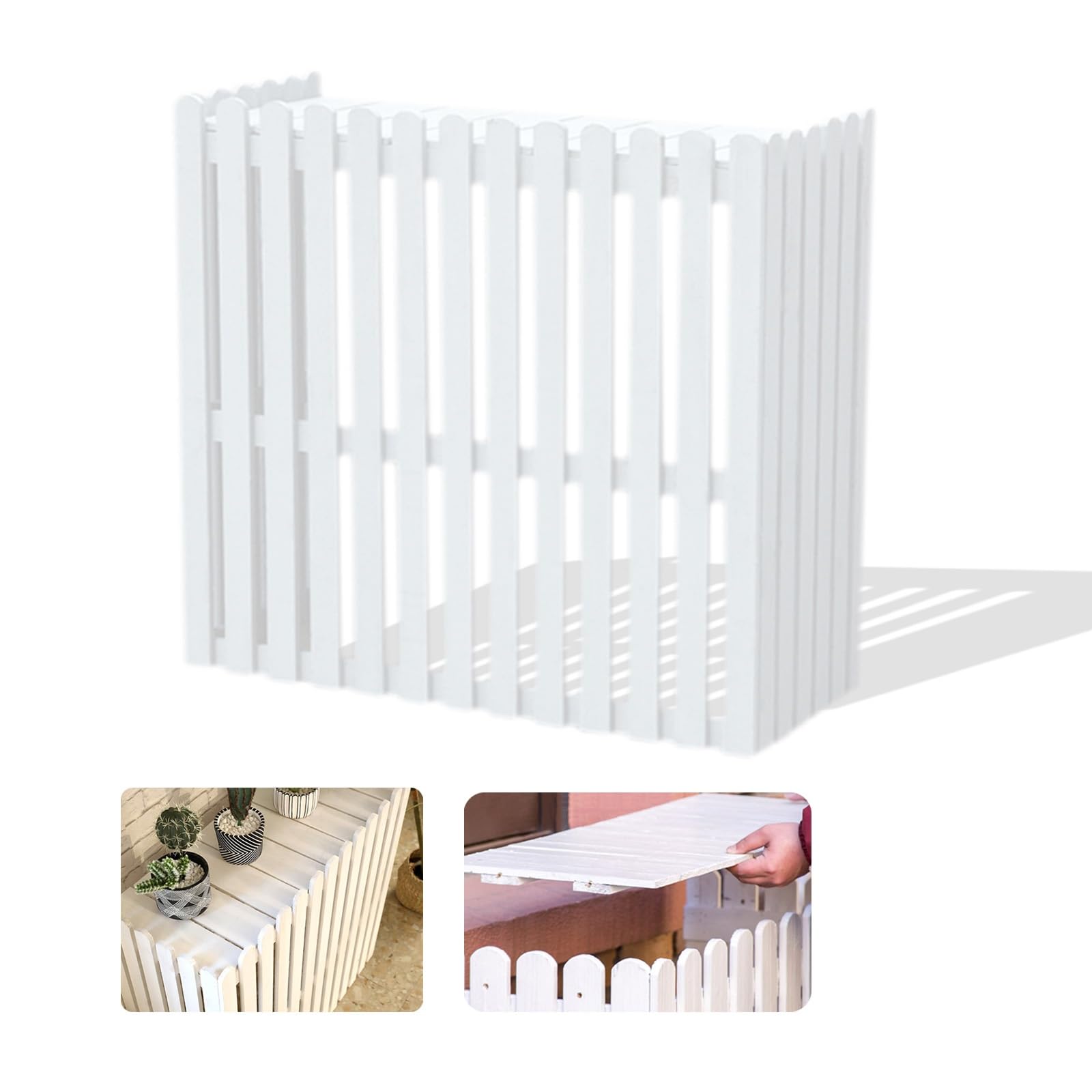 TIANQIHAO Outdoor Privacy Fence Panels And Decorative Garden Storage Shelf - Solid Wood Enclosure For Air Conditioner Units, Enhances Garden Aesthetics And Protects Equipment,White-85x35x84cm