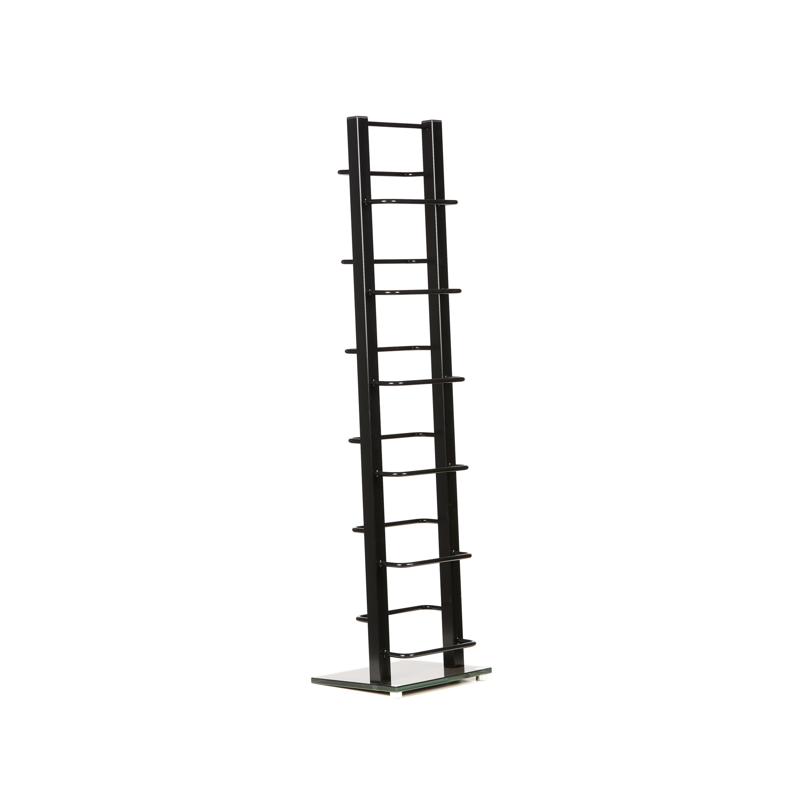 DESIGN CD STÄNDER CD REGAL LOUNGE TOWER schwarz 92cm aus Metall und Glas Aufbewahrung für ca 85 CDs