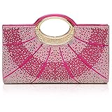 GESU Clutch Purses for Women Rhinestone Evening Bag Wedding Party Cocktail Purses Handbags.(Fuschia)