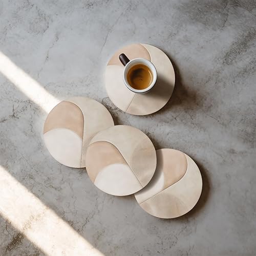 Miniatura 9 de VEYRO Juego de 4 posavasos para bebidas  Posavasos de cerámica absorbente con respaldo de corcho para mesa de café y escritorio, moderno juego de