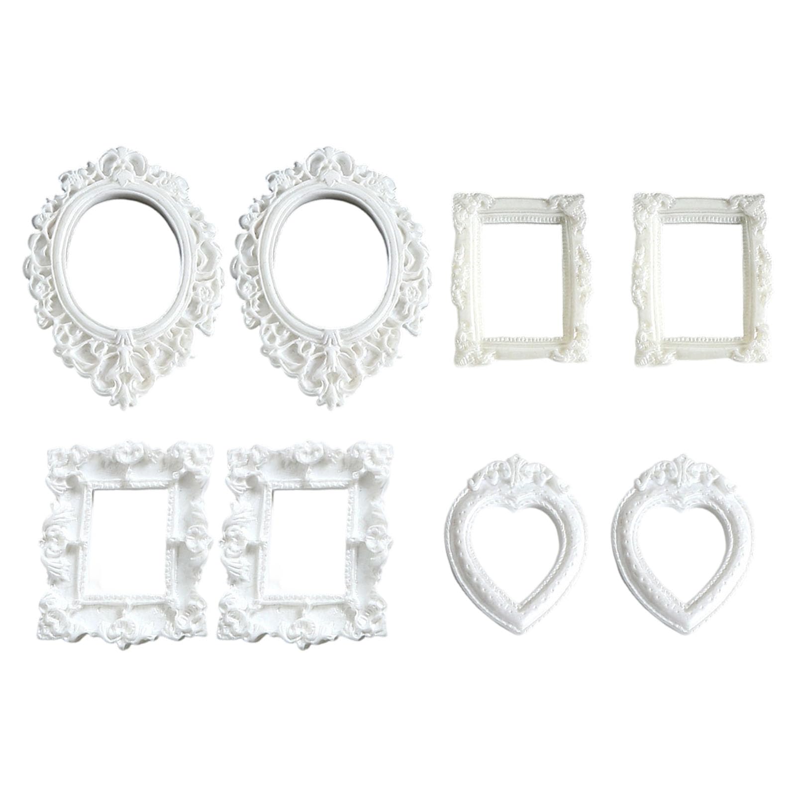 8Pieces Miniature Baroquely Photo Frame Model Figurine for Creative Photography Props and Various Jewelry Craft Decors Baroquely Picture Frame