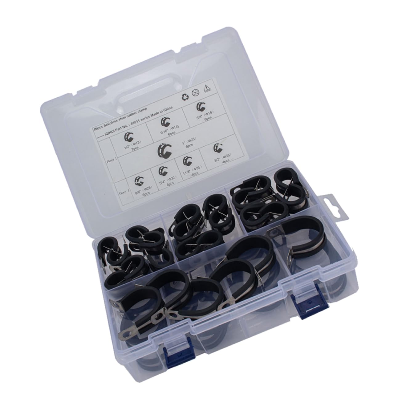 Colliers de Serrage en Acier Inoxydable Caoutchouc, 45 Pièces