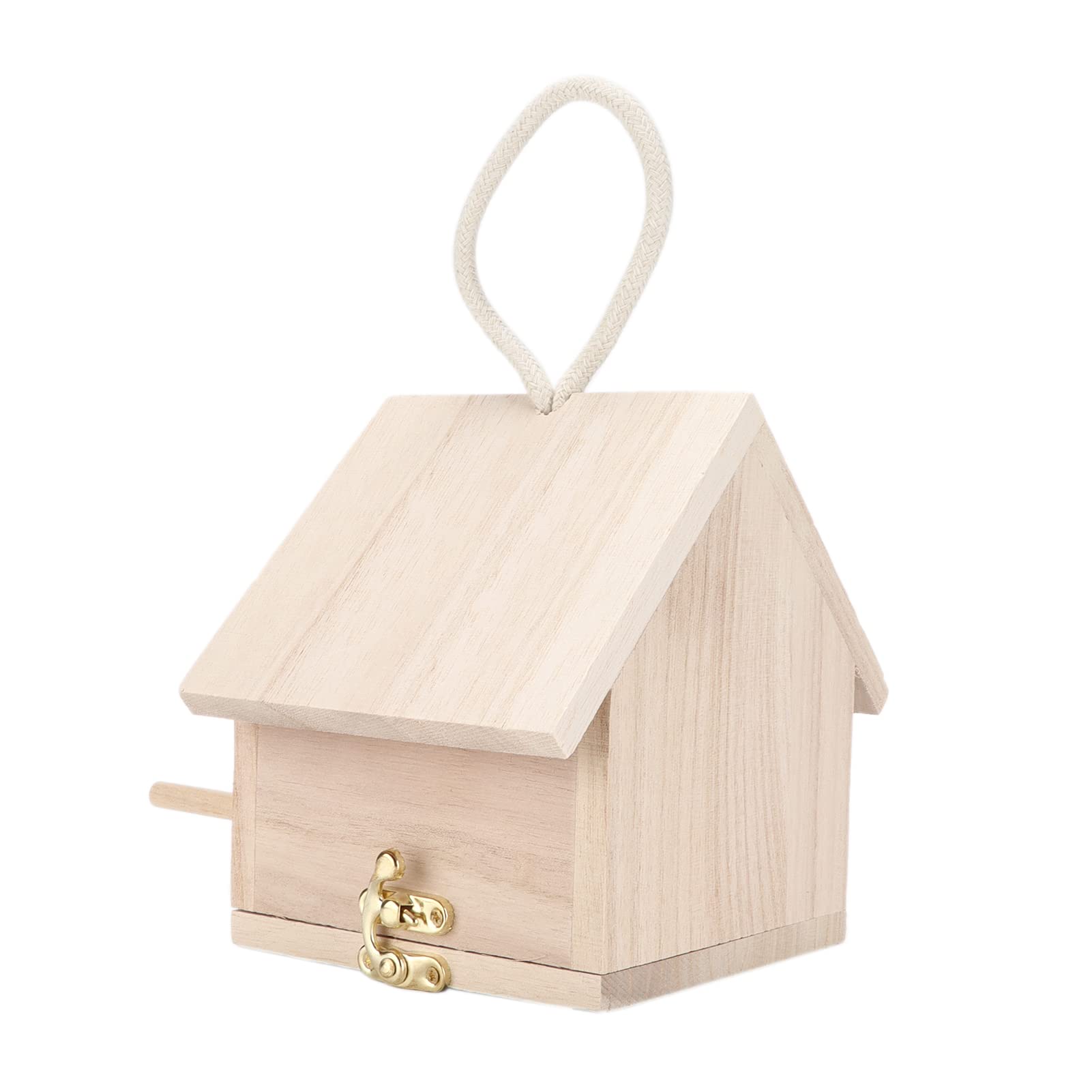 Casetta Uccelli Legno Naturale Appesa, Rifugio Invernale Rustico Giardino | Capanna Piccoli Uccelli 15,5cm, Protezione Dal Freddo Decorazione Rustica Esterna