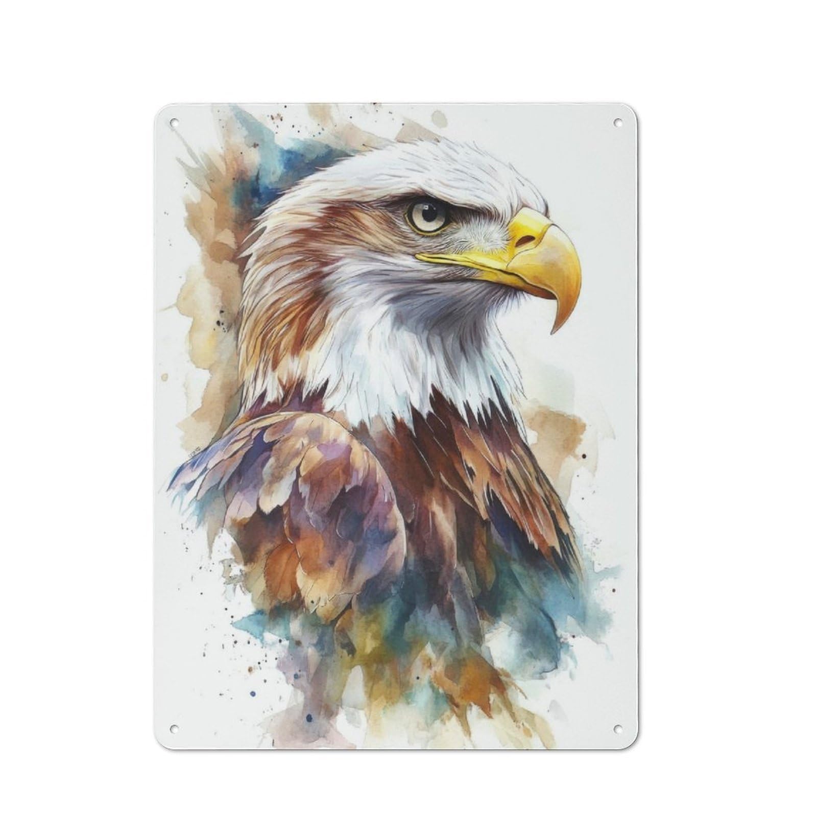 Junmoney Watercolor Bald Eagle Vintage Printed Metal Sign 40X30cm For Workshop Wall, A Decorative Gift For A Newly Furnished Workshop