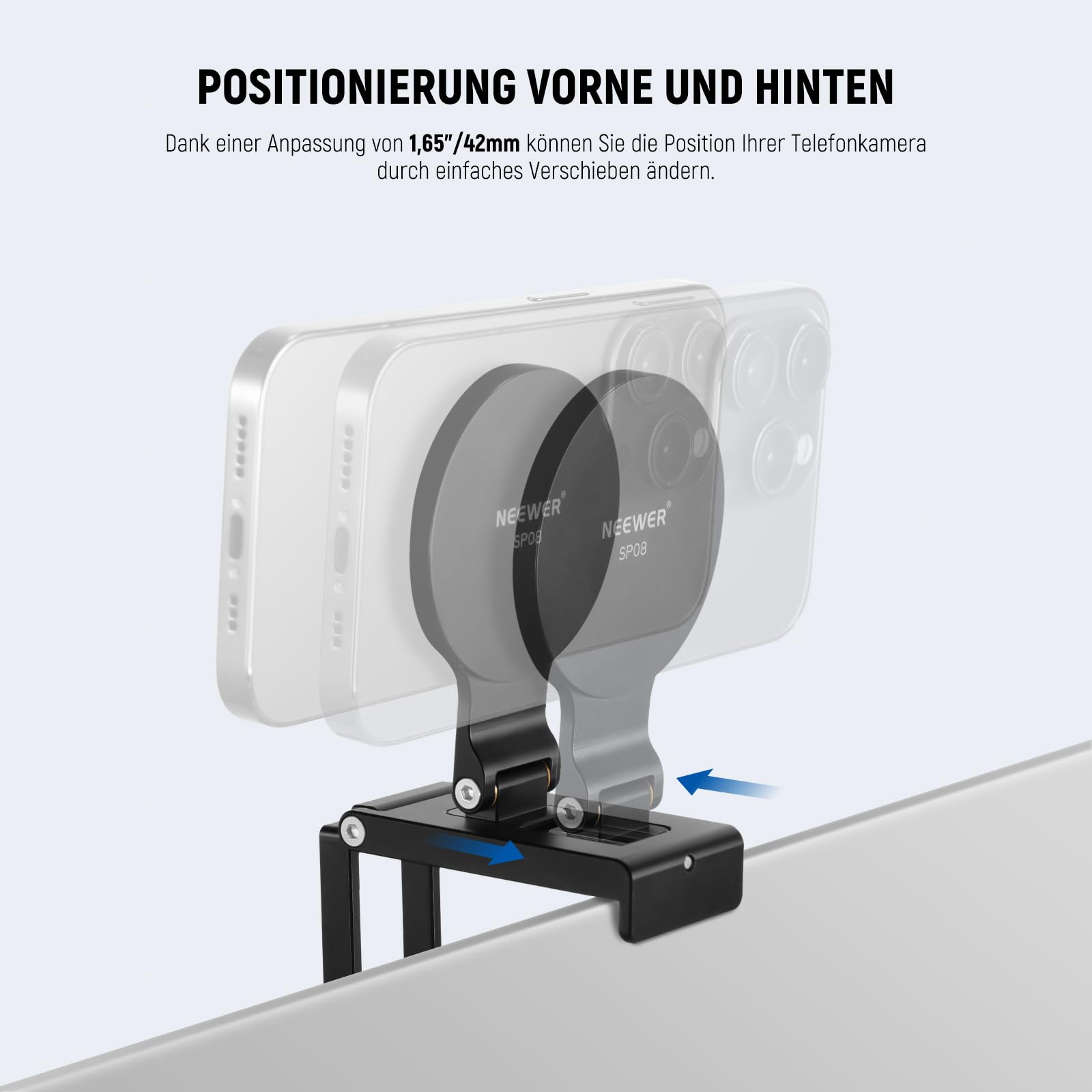 NEEWER Continuity Camera Mount für Tisch Monitor, magnetische dreifach Faltbare Handy Kamera Webcam Halterung mit Arca Typ Basis, kompatibel mit MagSafe iPhone iMac Tisch Mac Laptop Samsung, SP08
