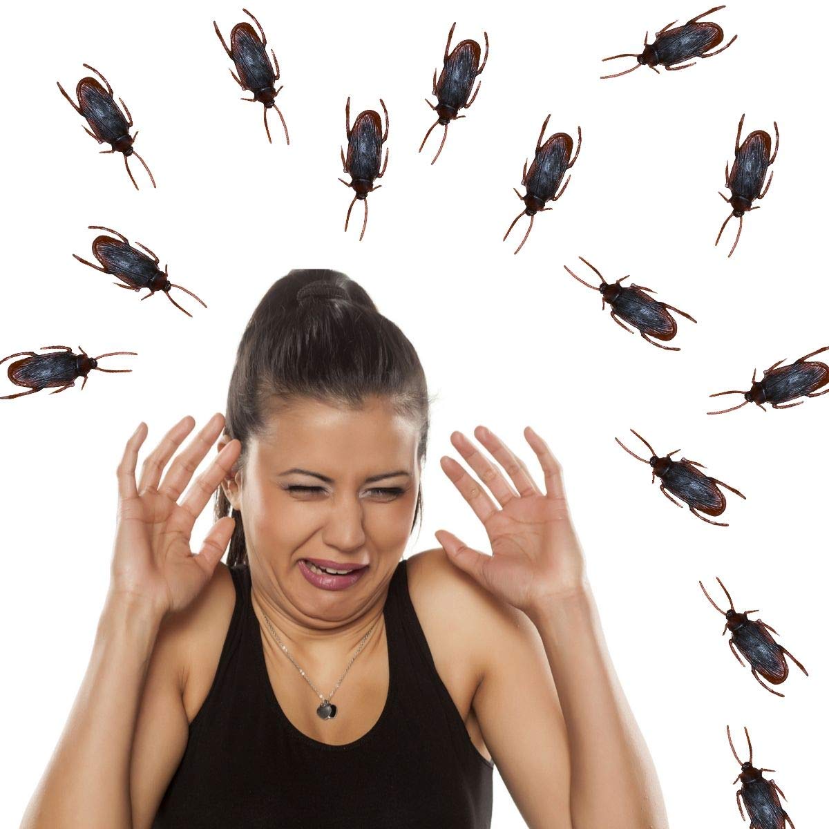 AnimoldsCrazy Cockroaches 12PCS Fake Roaches - Glow in The Dark Realistic Novelty Cockroach Prank | Perfect for Halloween Party Decorations and Prank Stuff (12-Pack)