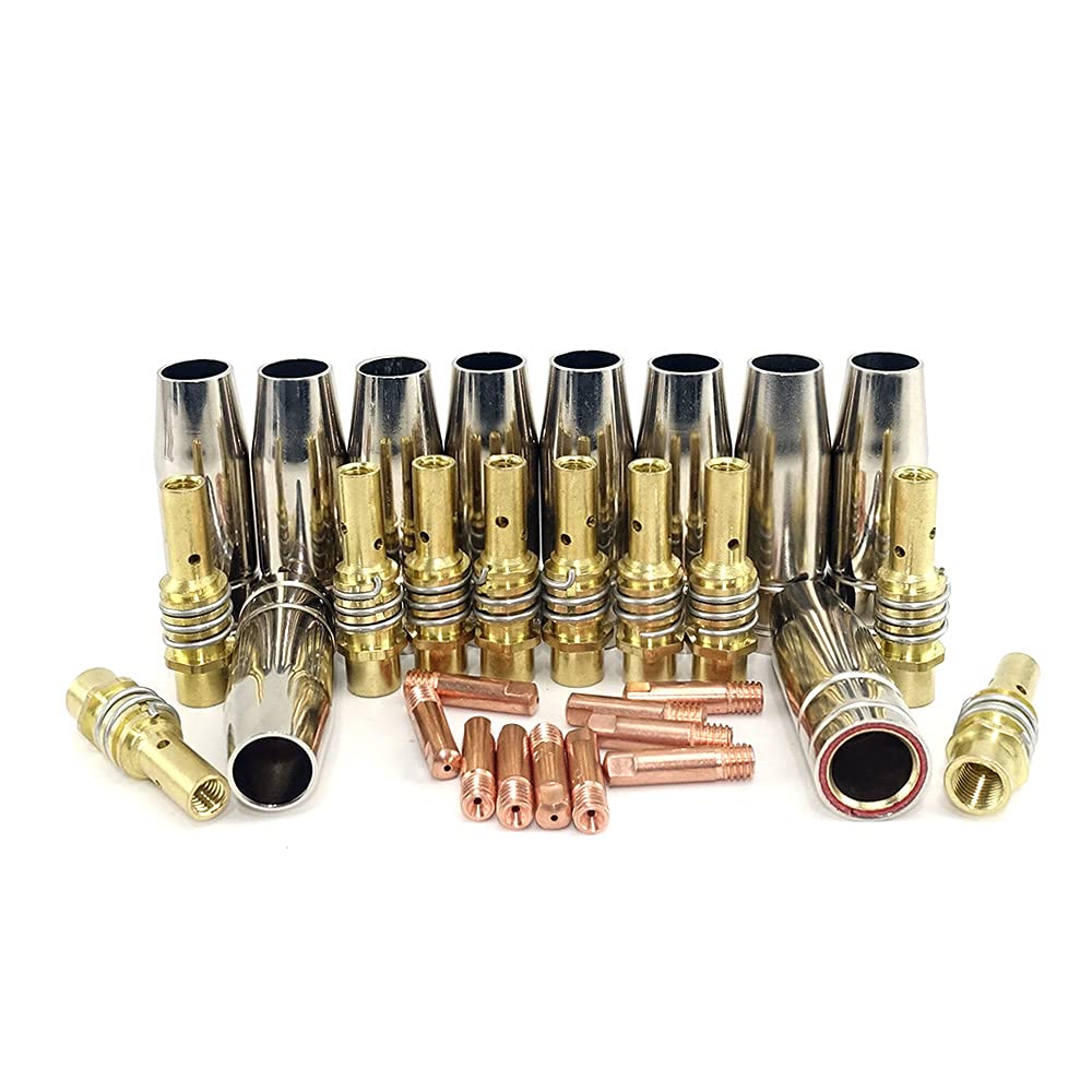 TywelMaster 30pcs 15AK Torch/Gun Consumables, Gas Nozzle/Tips/Holder Tips, for MIG/MAG Welding Machine (0.8mm)