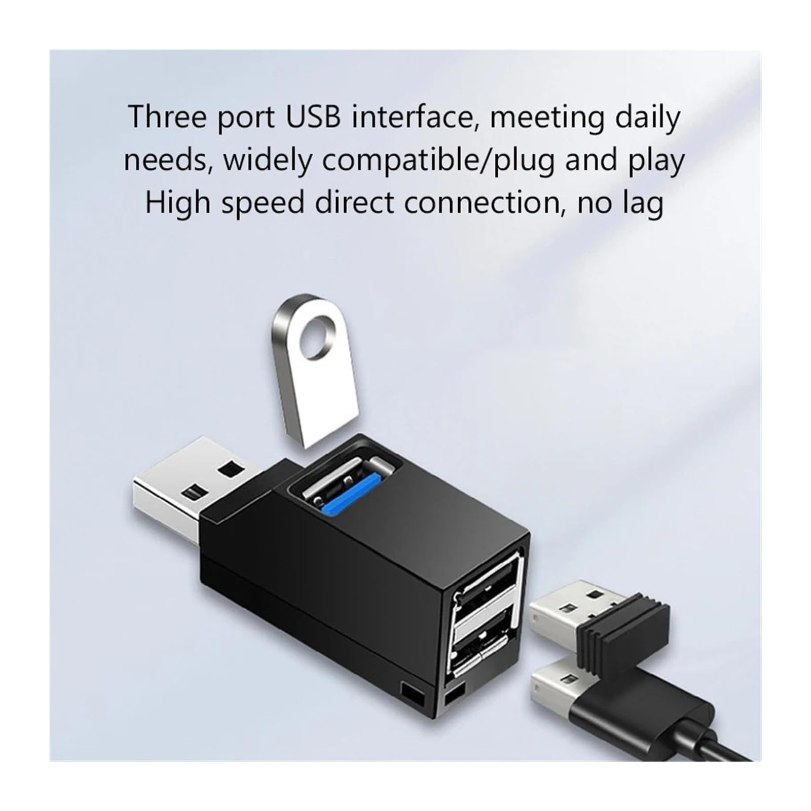 Hub USB 3.0 3-portowy do mini rozdzielacza, szybki transfer danych 5 Gb/s, przedłużacz do laptopa PC (2.0 USB, biały)