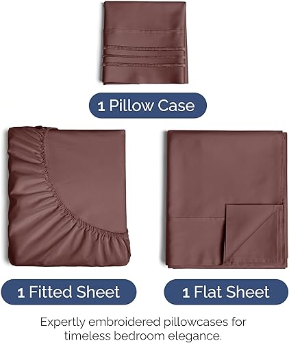 Vista 220 de Juego de sábanas de 4 piezas tamaño king, extrasuaves, transpirables y refrescantes con esquinas profundas, sábanas de fácil ajuste y sin arrugas