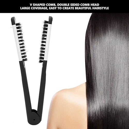 Miniatura 4 de Cepillo de doble cara alisador de pelo, peine profesional en forma de V, cepillo alisador de cabello, herramienta de peinado antiestático de doble