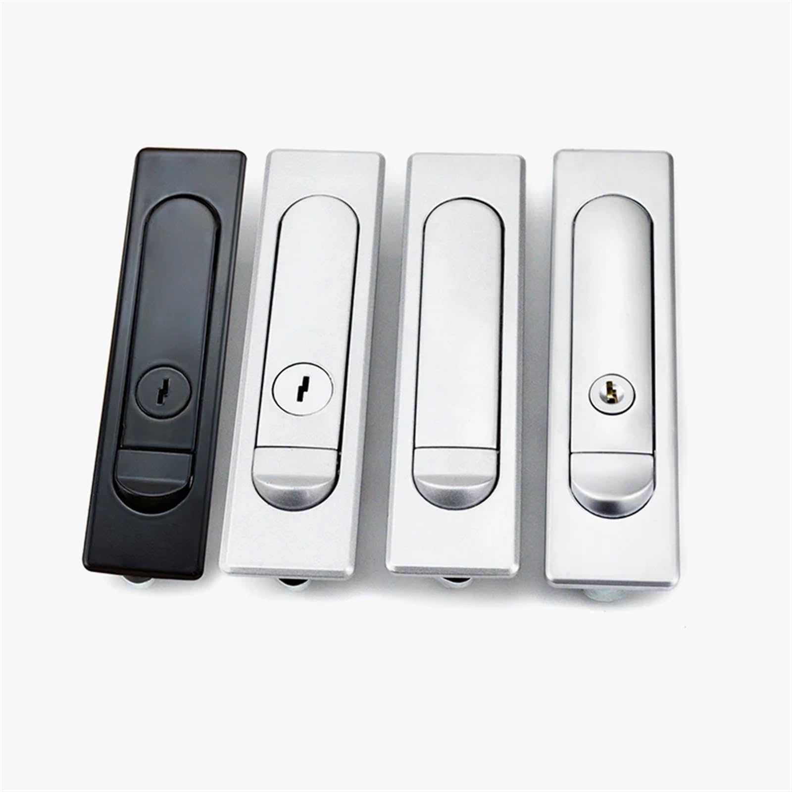 Cerradura plana, cerradura de botón Industrial, cerradura de gabinete de red de comunicación de información eléctrica, 1 Uds.(Silvery,With key)