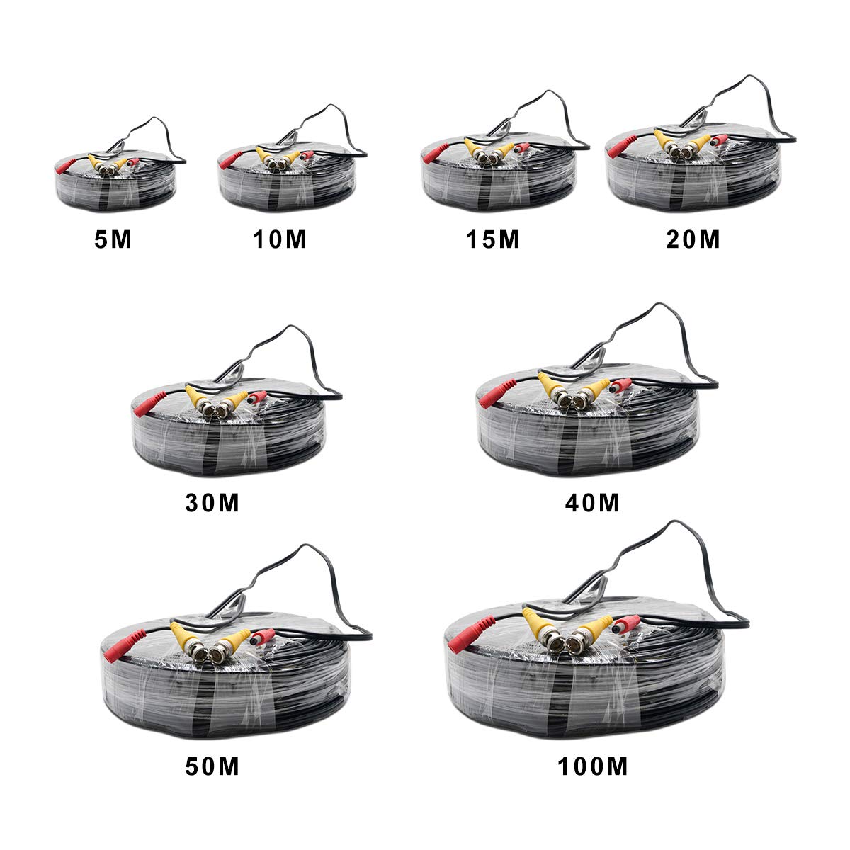 Baceyong Cable de alimentación de video BNC de 100M Cable de extensión RCA DC para cámara CCTV Kit de sistema de seguridad DVR