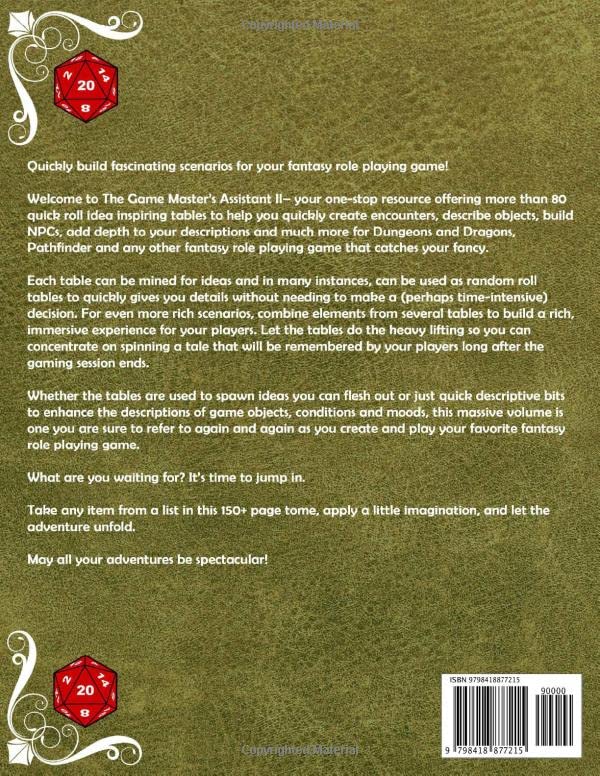 The Game Master's Assistant II: Another Collection of Quick Roll Table for Your Favorite Fantasy Role Playing Game (Game Master's Giant Books of Helpful Lists) - Image 2