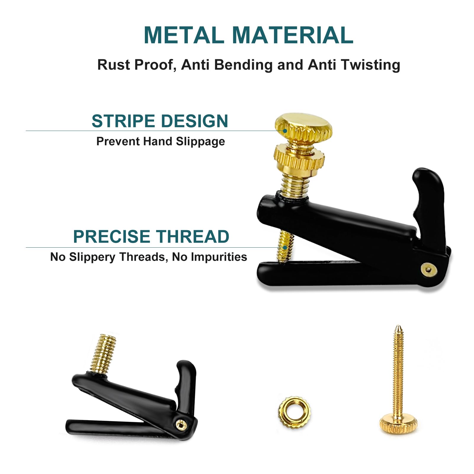 Accordatori Di Precisione Per Violino - 4 Pezzi In Ottone, Per Violini 1/8 E 1/2, Regolazione Fine - Foto 2