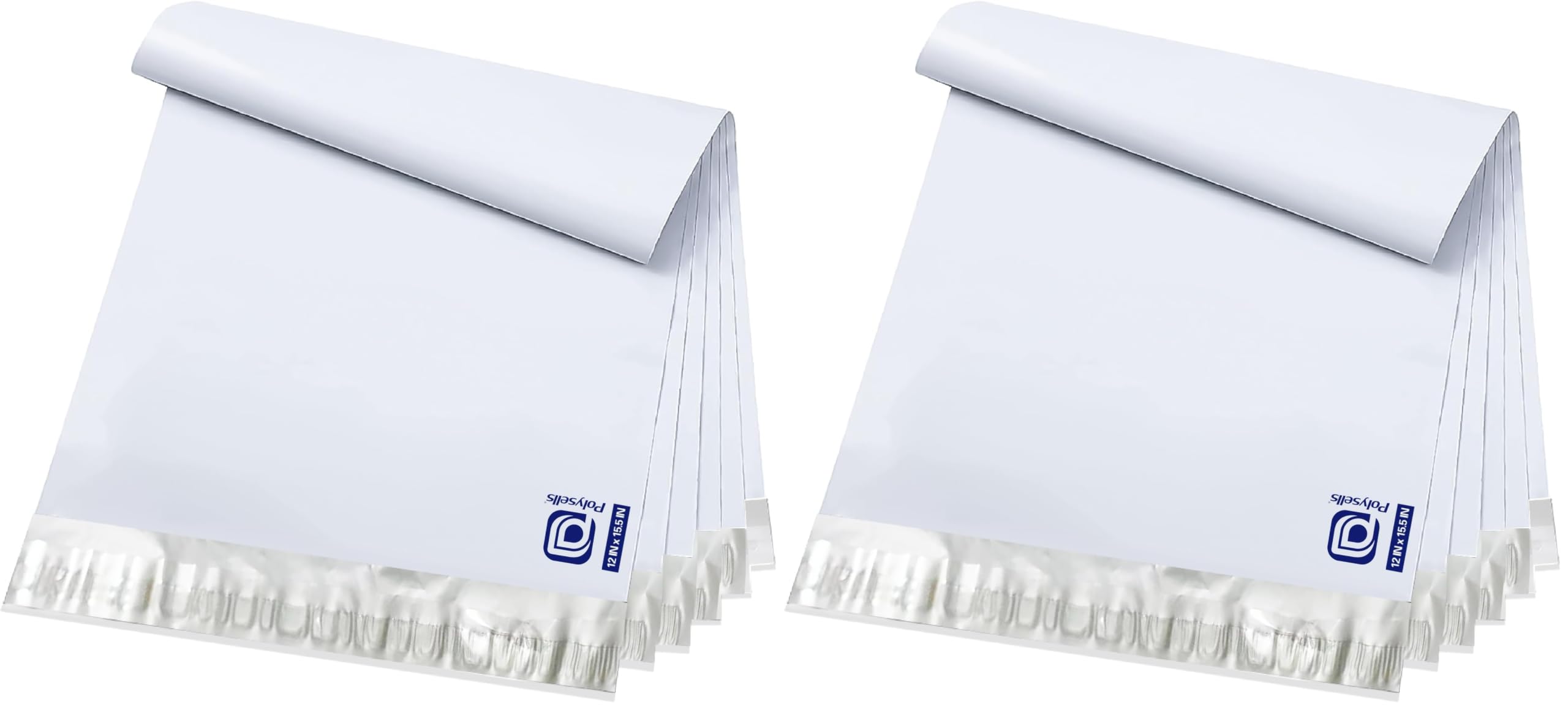 POLYSELLS 50 pcs 12x15.5 Inches White Poly Mailers Shipping Envelopes, Strong Adhesive Sealing, Waterproof, and Tear-resistant Postal Mailing Bags for Clothing, Books, and Accessories (Pack of 2)