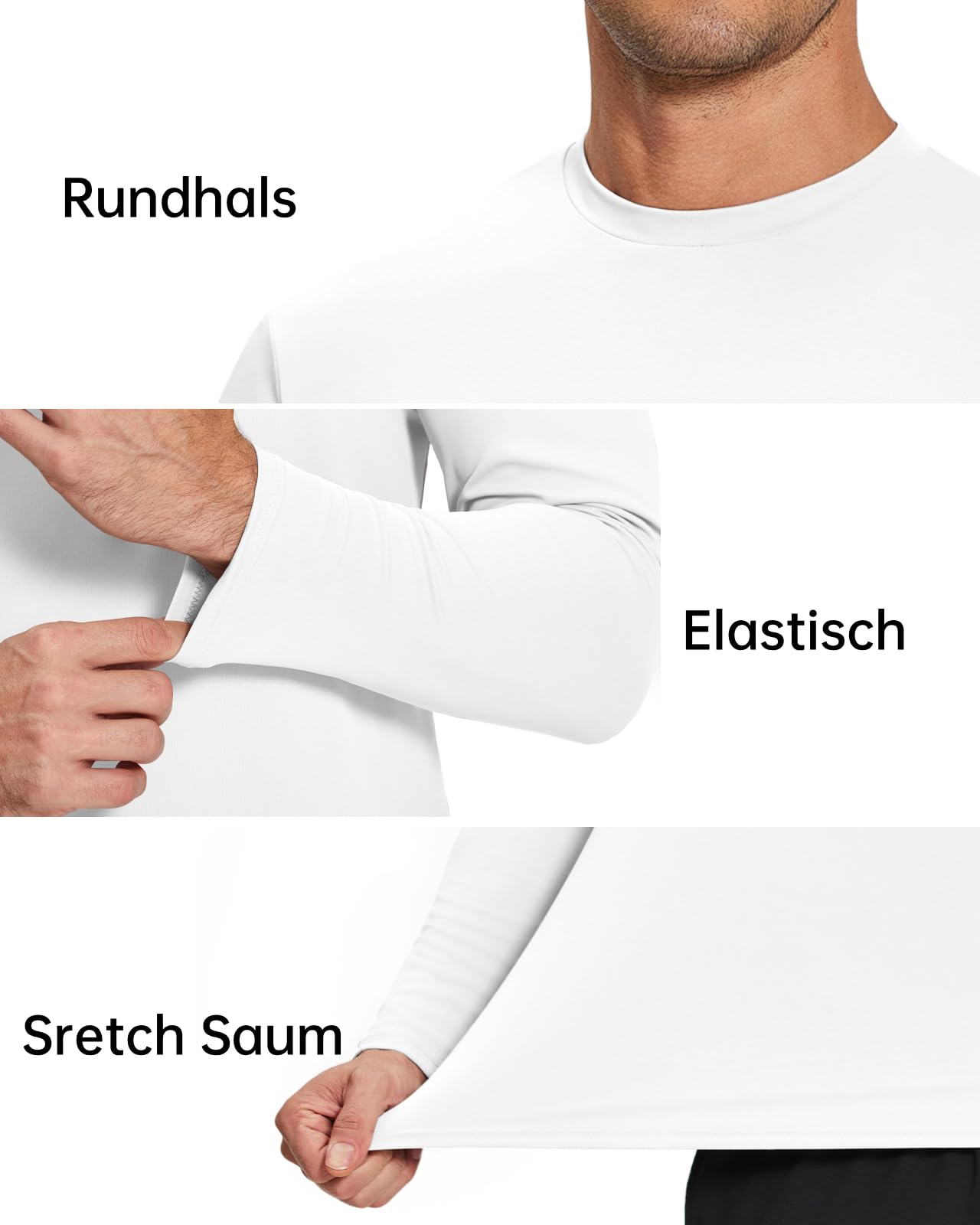 PINSPARK Camiseta Deportiva Hombre Manga Larga Secado Rápido Transpirable Anti-UV Ropa Deportiva para Gimnasio Running Fitness Cuello Redondo