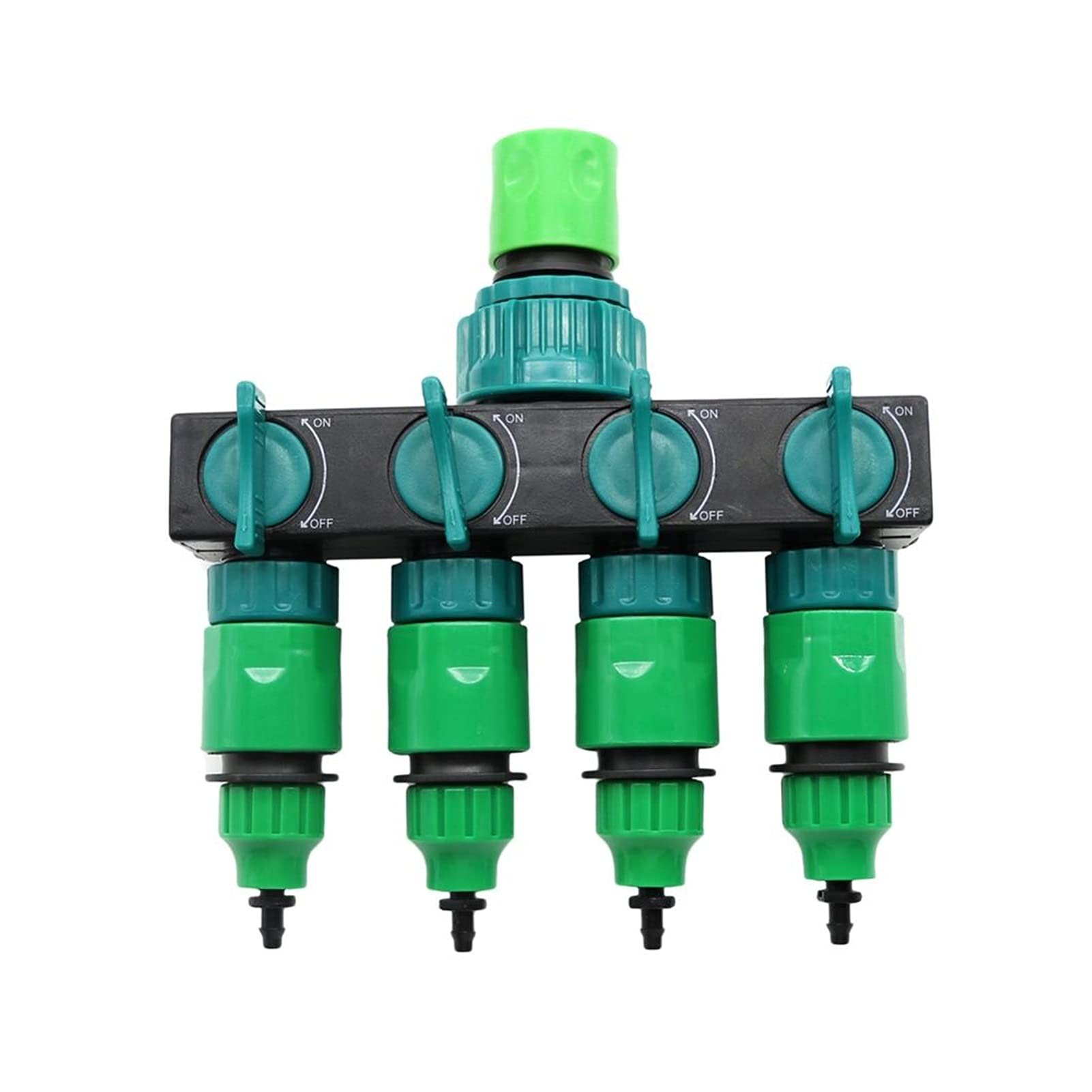 Raccord de tuyau d'arrosage 1/4" vers 3/8" à quatre voies pour raccordement de jardin