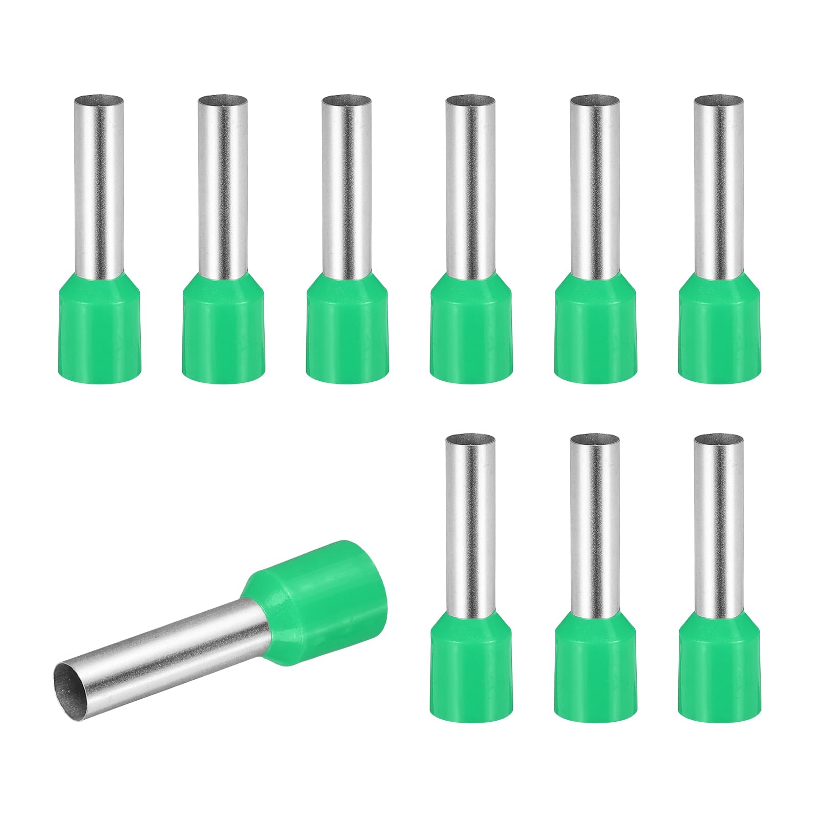 sourcing map 100 Pcs Wire Ferrule Connectors VE10-18 - 7AWG Crimp Copper Ferrules Terminals Connector Insulated Cord End Terminal for Electrical Projects Industrial Chemical Industry, Green