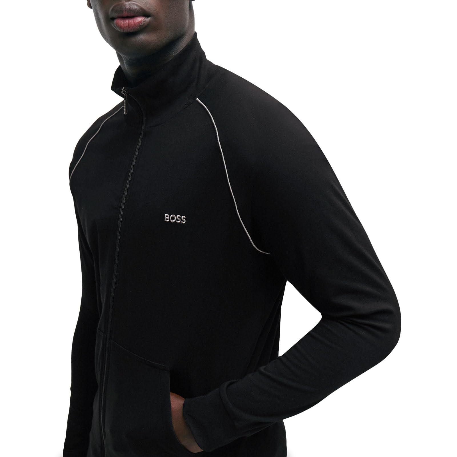 BOSS Herren Mix&Match Jacket Z Jacke aus Stretch-Baumwolle mit Reißverschluss und Kontrast-Paspeln