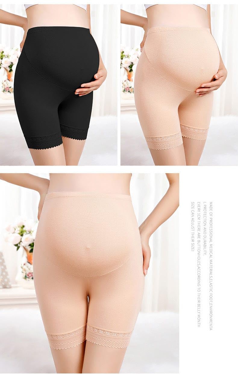 mistrend® Women Under Dress Pregnancy Short Leggings Yoga Maternity Shorts Over The Belly (Skin) - Image 4 thumbnail