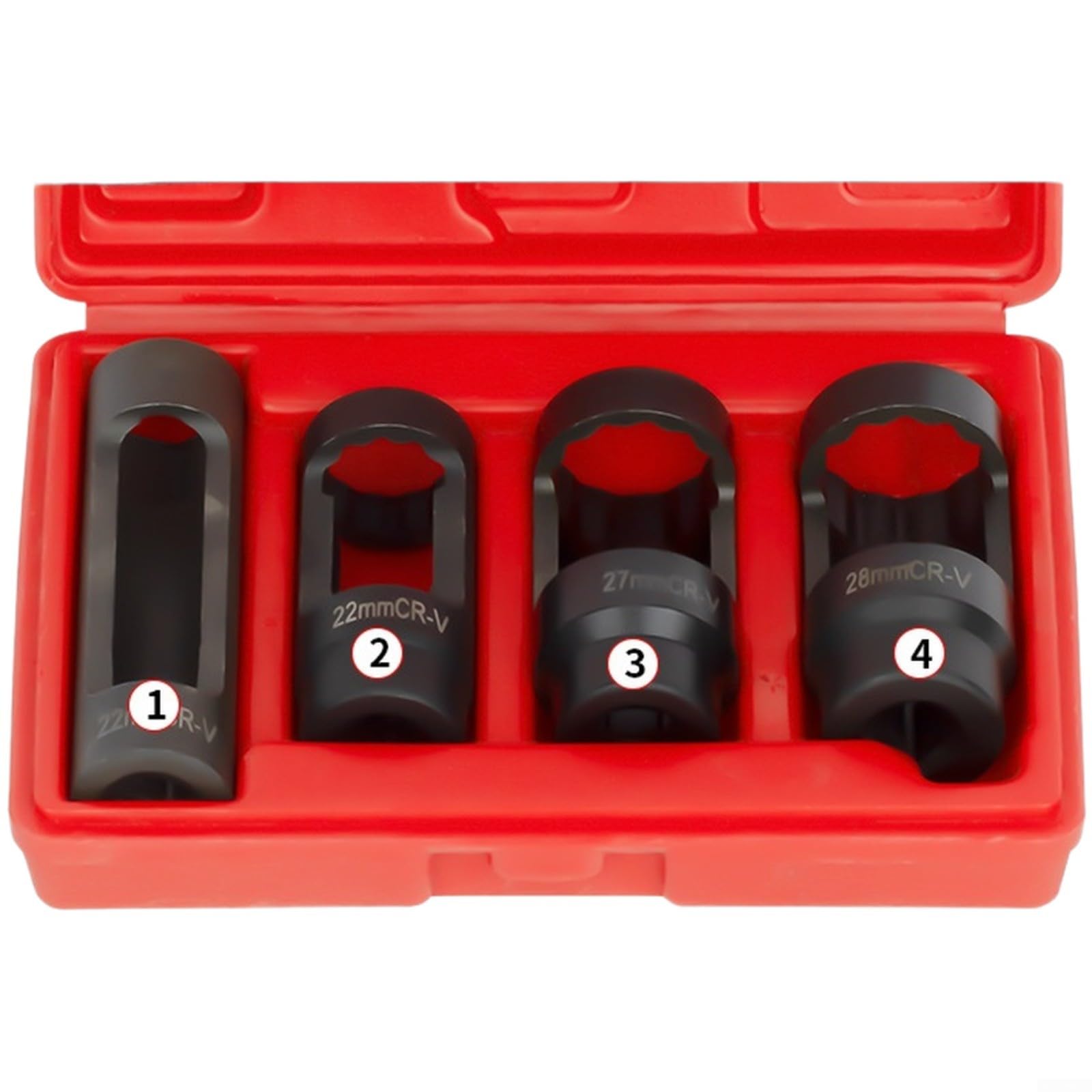 Juego de llaves de vaso para sensor de oxígeno de 22/27/28 mm en acero al cromo vanadio negro