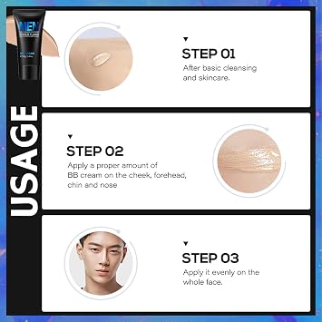 BB Cream Foundation Tinted Moisturizer Mens Concealer for Mature Skin - Anti-Aging Anti Redness For Face Suitable All Skin Types 1Pcs
