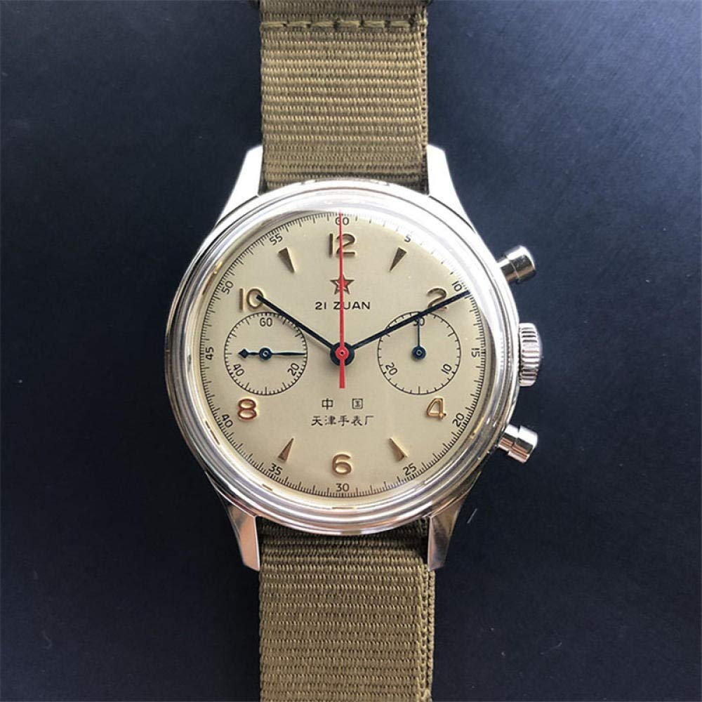 Men 1963 Watch Chronograph Acrylic Back Cover Movement Air Mechanical Watches Mens Zhaozb (Color : Seagull 1963)